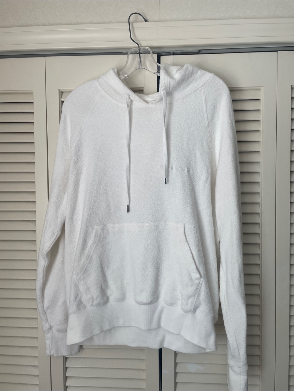 Spiritual Gangster Pullover Hoodie Ivory fleece Sz M Cotton/ linen peace sign